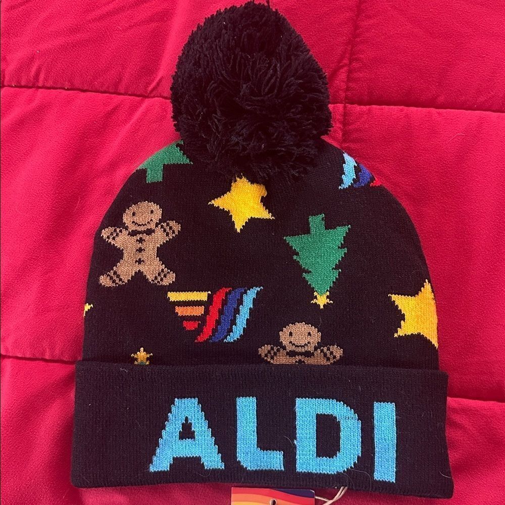 Aldi Beanie Hat Holiday Christmas Black 2024